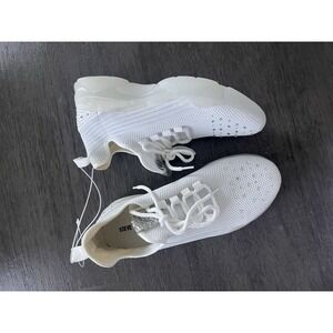 Steve Madden White Knit Sparkle Bling Sock  Platform Shoes Size 5 Streetwear